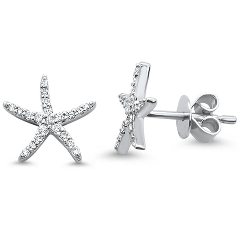 DIAMOND CLOSEOUT! .18ct 14k White Gold Diamond Star Earrings