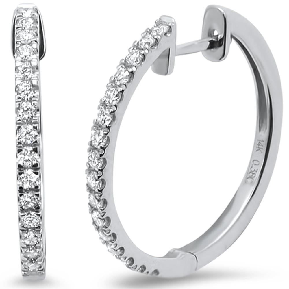 DIAMOND CLOSEOUT! .38ct 14k White Gold Hoop Huggie Diamond Earrings