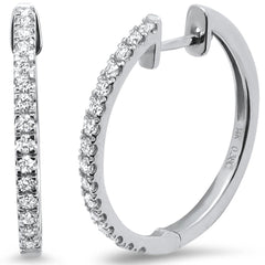 DIAMOND CLOSEOUT! .38ct 14k White Gold Hoop Huggie Diamond Earrings