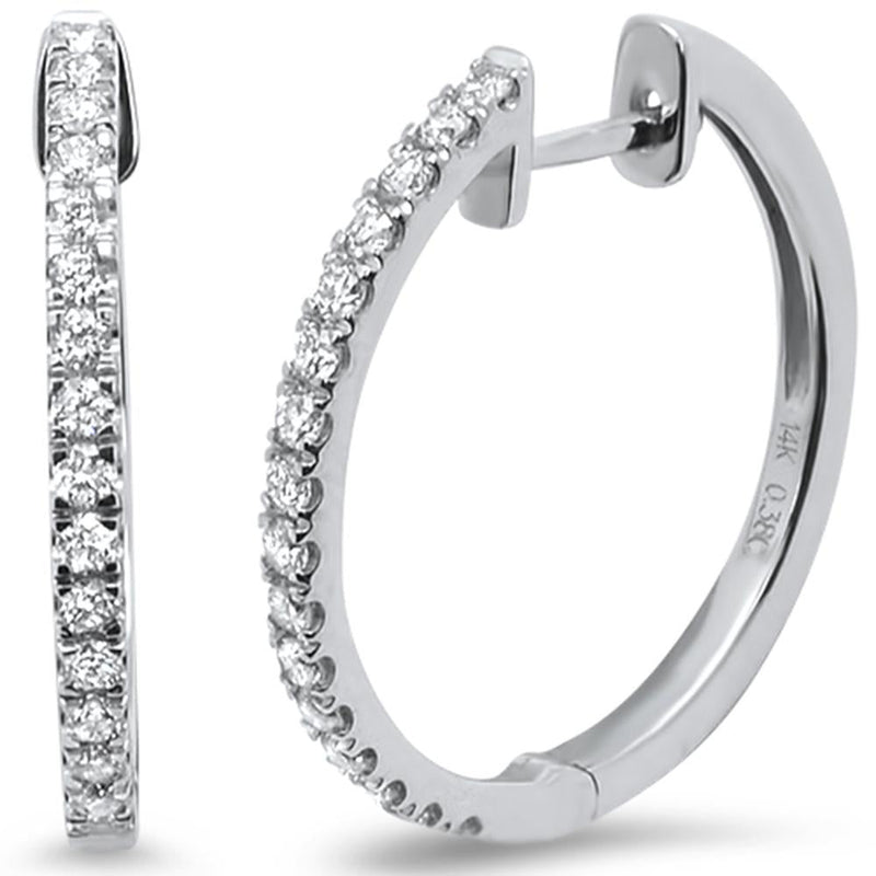 DIAMOND CLOSEOUT! .38ct 14k White Gold Hoop Huggie Diamond Earrings