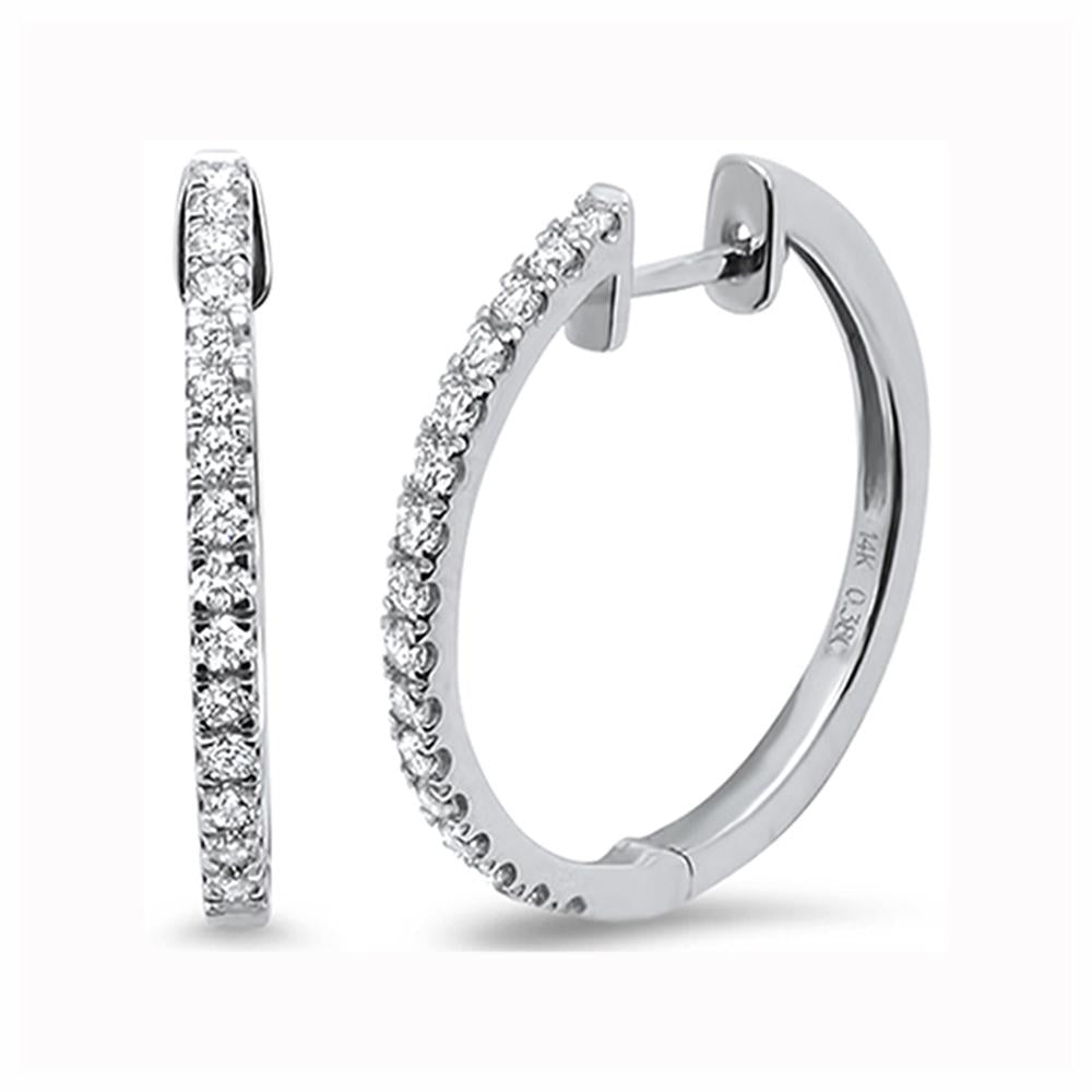 DIAMOND CLOSEOUT!  .26ct 14k White Gold Hoop Huggie Diamond Earrings