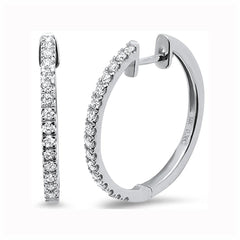 DIAMOND CLOSEOUT!  .26ct 14k White Gold Hoop Huggie Diamond Earrings