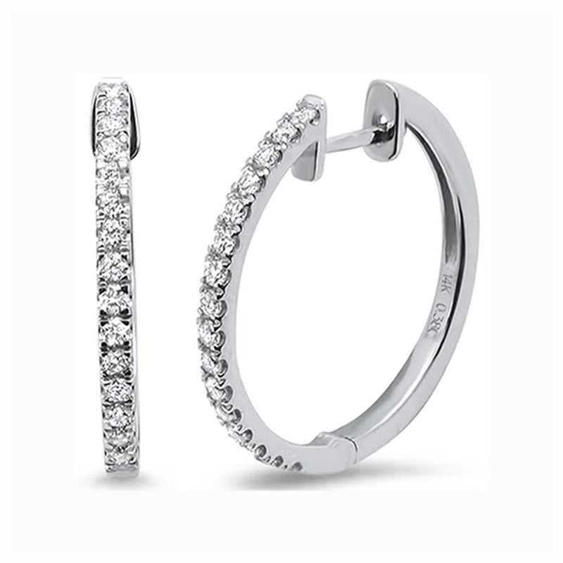 DIAMOND CLOSEOUT!  .26ct 14k White Gold Hoop Huggie Diamond Earrings