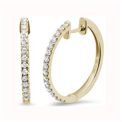 DIAMOND CLOSEOUT! .24ct 14k Yellow Gold Hoop Huggie Diamond Earrings