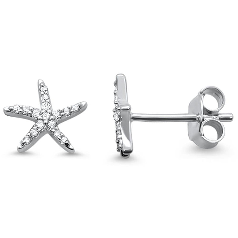 DIAMOND CLOSEOUT! .12ct 14k White Gold Diamond Star Earrings
