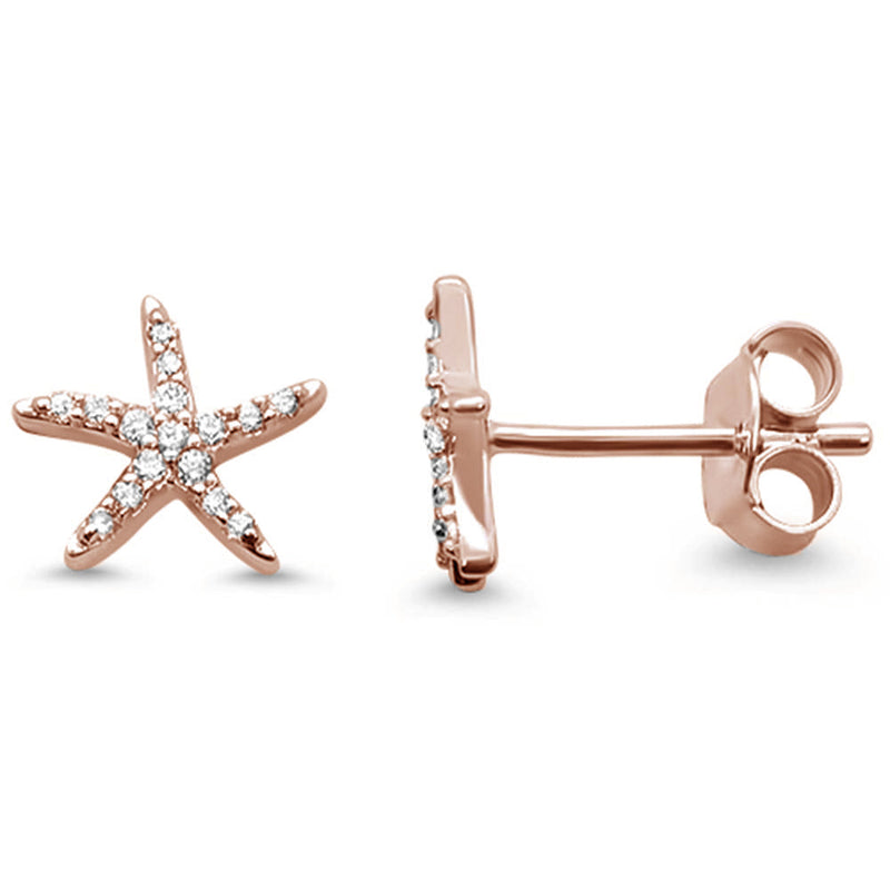 DIAMOND CLOSEOUT! .11ct G SI 14K Rose Gold Diamond Star Earrings