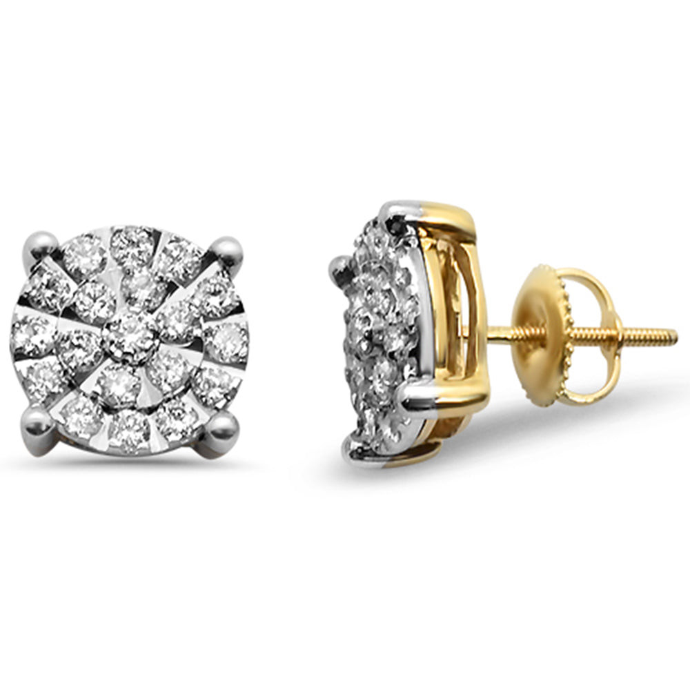 DIAMOND  CLOSEOUT! .99ct F SI 10K Yellow Gold Micro Pave Diamond Stud Earrings
