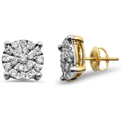 DIAMOND  CLOSEOUT! .99ct F SI 10K Yellow Gold Micro Pave Diamond Stud Earrings