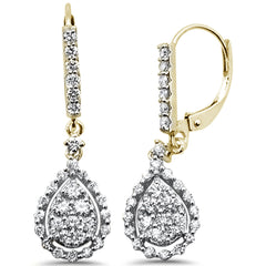DIAMOND CLOSEOUT!  .91ct 14k Yellow Gold Diamond Drop Dangle Earrings