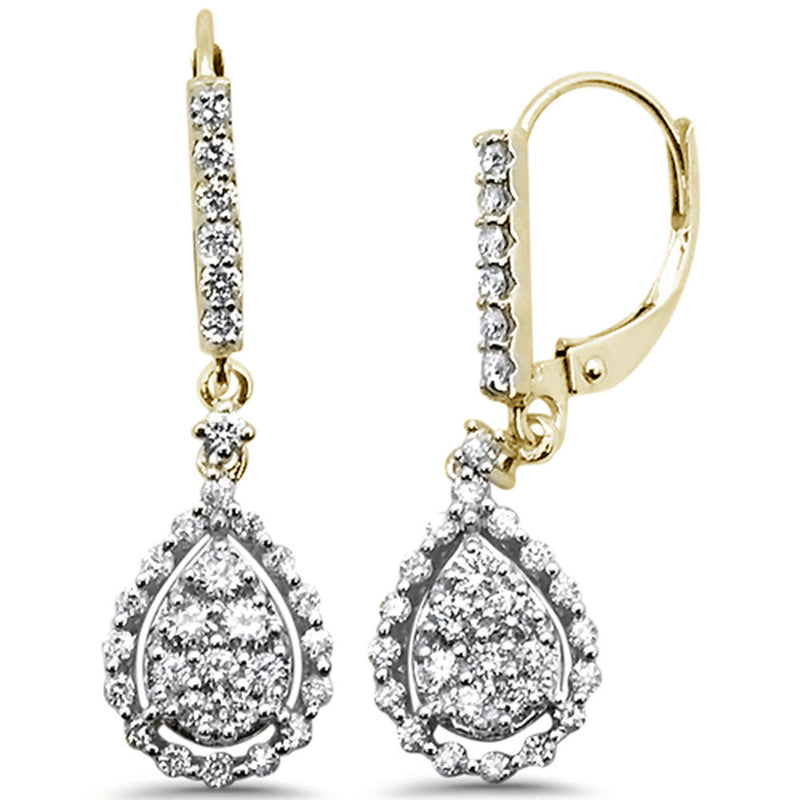 DIAMOND CLOSEOUT!  .91ct 14k Yellow Gold Diamond Drop Dangle Earrings