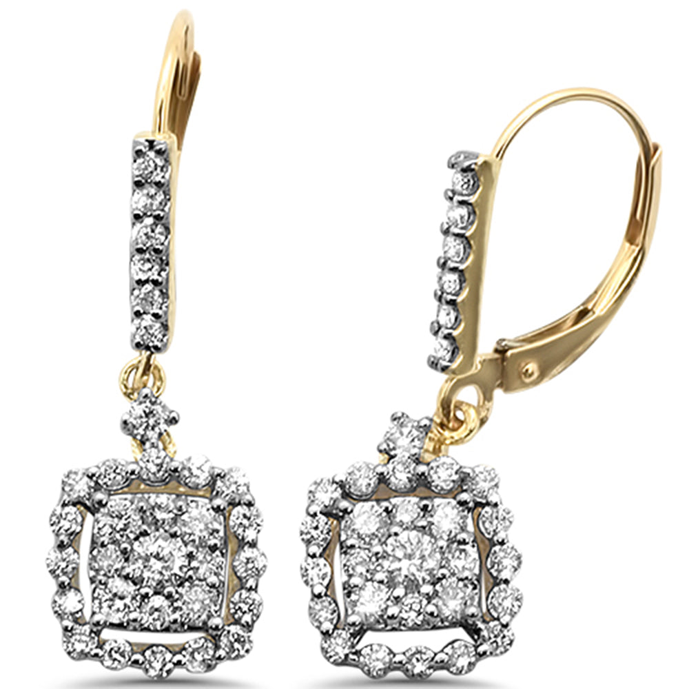 DIAMOND CLOSEOUT!  1.01ct 10K Yellow Gold Micro Pave Drop Dangle Diamond Earrings