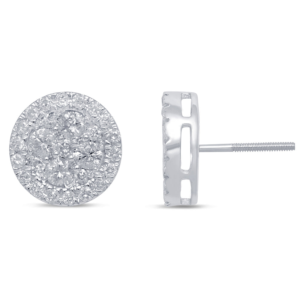 DIAMOND CLOSEOUT! 1.54ct G SI 10K White Gold Round Micro Pave Diamond Earrings