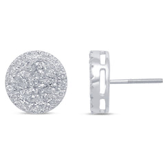 DIAMOND CLOSEOUT! 1.54ct G SI 10K White Gold Round Micro Pave Diamond Earrings