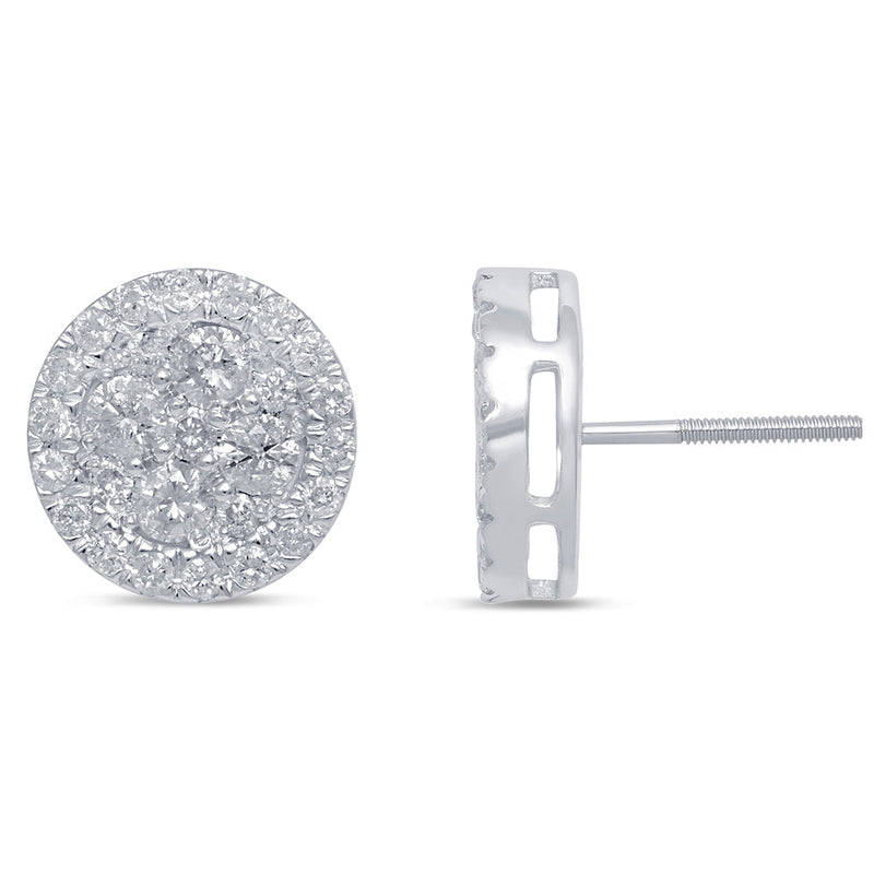 DIAMOND CLOSEOUT! 1.54ct G SI 10K White Gold Round Micro Pave Diamond Earrings
