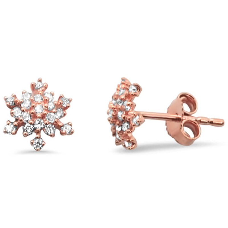 DIAMOND CLOSEOUT! .38ct 14kt Rose Gold Diamond Snowflake Stud Earrings