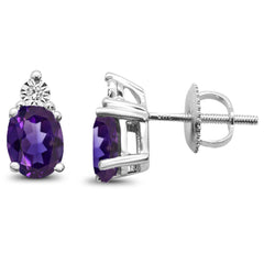 GEMSTONE CLOSEOUT ! 1.42ct 10k White Gold Amethyst & Diamond Earring