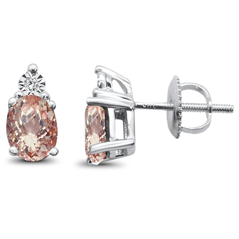 GEMSTONE CLOSEOUT ! .78ct 10k White Gold Morganite & Diamond Earrings