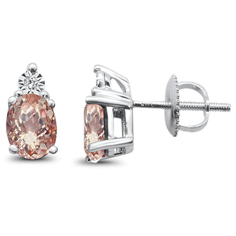 GEMSTONE CLOSEOUT ! .78ct 10k White Gold Morganite & Diamond Earrings