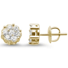 SPECIAL! .89ct 14k Yellow Gold Round Diamond Cluster Stud Earrings