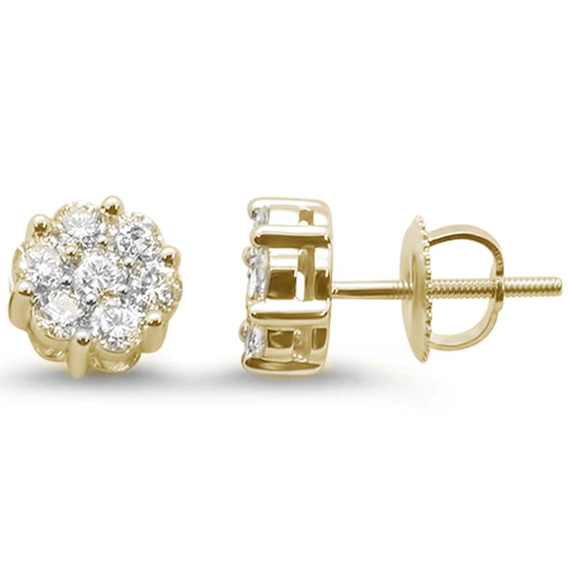 SPECIAL! .89ct 14k Yellow Gold Round Diamond Cluster Stud Earrings