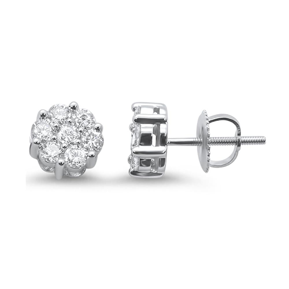 DIAMOND  CLOSEOUT! .76ct 14k White Gold Round Diamond Cluster Stud Earrings