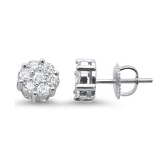 DIAMOND  CLOSEOUT! .76ct 14k White Gold Round Diamond Cluster Stud Earrings
