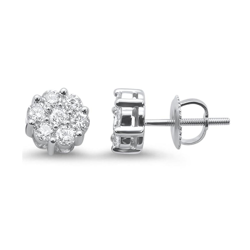 DIAMOND  CLOSEOUT! .76ct 14k White Gold Round Diamond Cluster Stud Earrings