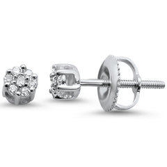 .10ct 14KT White Gold Flower Diamond Stud Earrings
