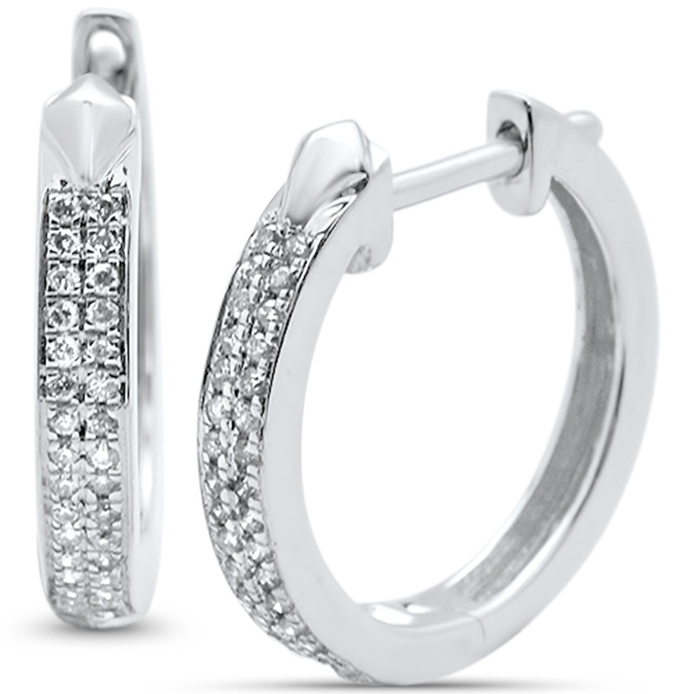 DIAMOND CLOSEOUT!  .15ct 10k White Gold Hoop Huggie Diamond Earrings