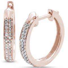 DIAMOND CLOSEOUT!  .16ct 10k Rose Gold Diamond Hoop Huggie Earrings