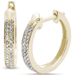 DIAMOND CLOSEOUT! .16cts 10k Yellow Gold Hoop Huggie Micro Pave Round Diamond Earrings
