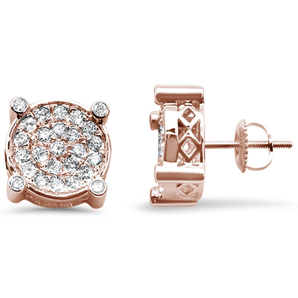 DIAMOND CLOSEOUT!  1.13cts 10k Rose Gold Round Micro Pave Diamond Stud Earrings
