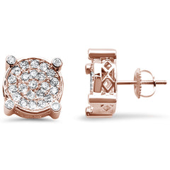 DIAMOND CLOSEOUT!  1.13cts 10k Rose Gold Round Micro Pave Diamond Stud Earrings