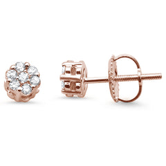 DIAMOND CLOSEOUT! .23cts 14k Rose Gold Round Flower Micro Pave Diamond Stud Earrings