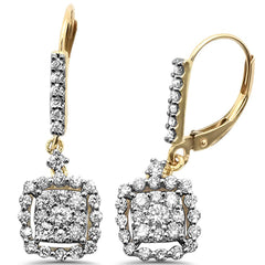 DIAMOND CLOSEOUT!  .97ct 14k Yellow Gold Diamond Drop Dangle Earrings