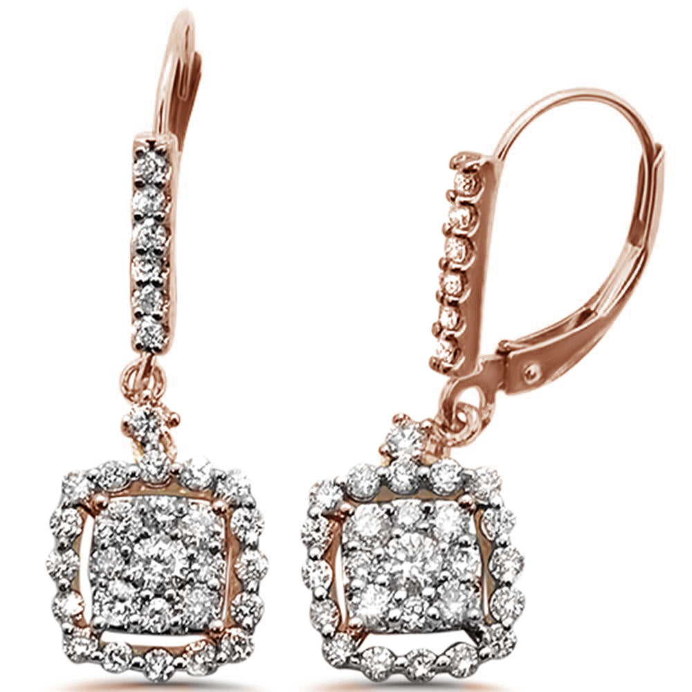 GEMSTONE CLOSEOUT ! 1.00ct 14k Rose Gold Diamond Drop Dangle Earrings