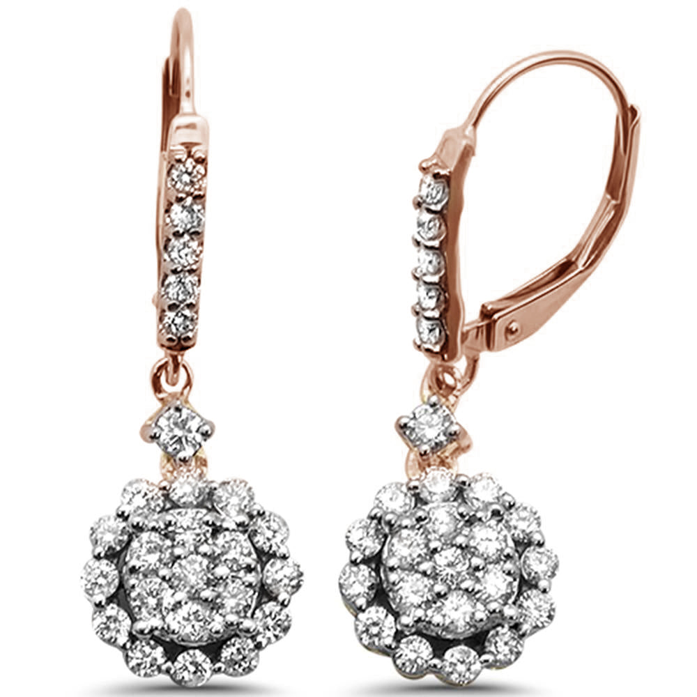 DIAMOND CLOSEOUT! 1.00ct 14k Rose Gold Diamond Drop Dangle Earrings