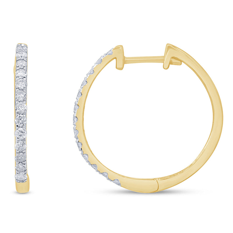 DIAMOND CLOSEOUT! .24ct 10k Yellow Gold Diamond Hoop Huggie Earrings