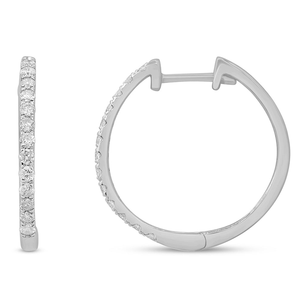 DIAMOND CLOSEOUT! .27ct 10k White Gold Diamond Hoop Huggie Earrings