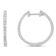 DIAMOND CLOSEOUT! .27ct 10k White Gold Diamond Hoop Huggie Earrings