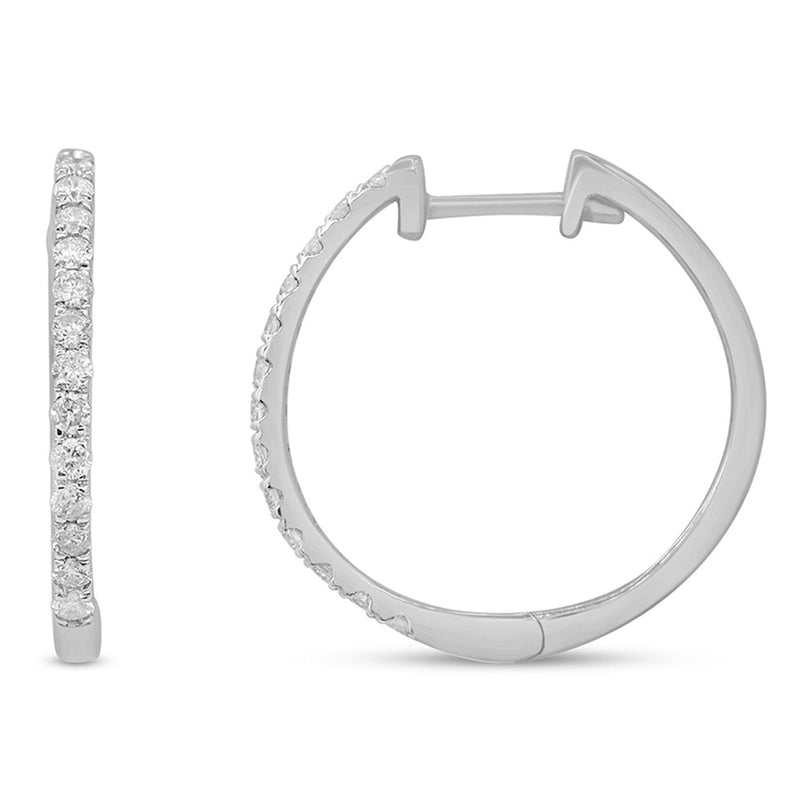 DIAMOND CLOSEOUT! .27ct 10k White Gold Diamond Hoop Huggie Earrings