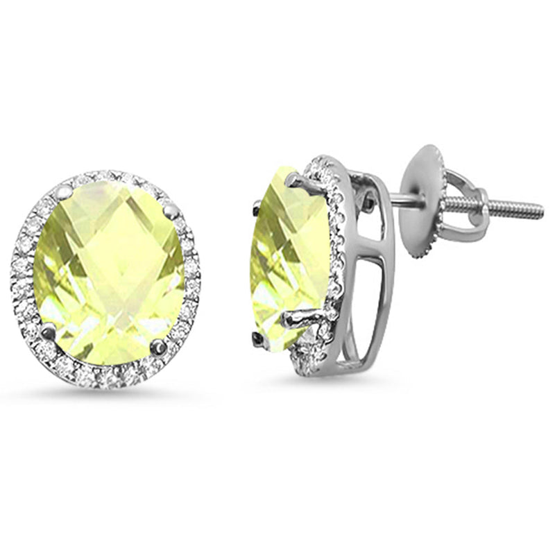 GEMSTONE CLOSEOUT ! 5.21ct Oval Lemon 10k White Gold Halo Stud Diamond Earrings