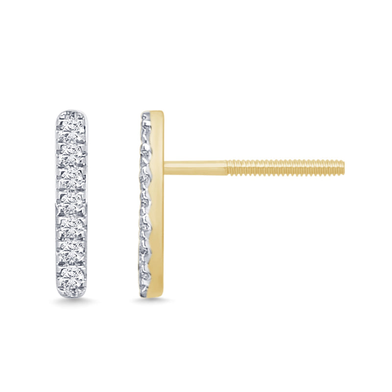 DIAMOND CLOSEOUT! .11ct 14k yellow Gold Diamond Line Modern Screw Back Earrings