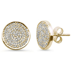 DIAMOND CLOSEOUT! .38ct 14kt Yellow Gold Round Diamond Circle Disc Diamond Stud Earrings