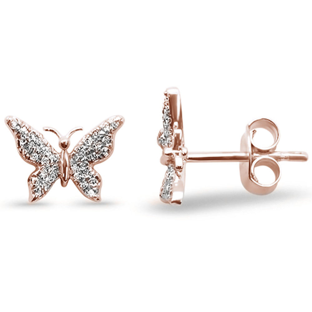 DIAMOND CLOSEOUT!  .11ct 14kt Rose Gold Butterfly Diamond Stud Earrings