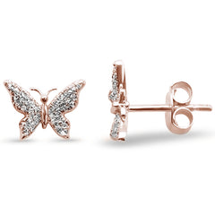 DIAMOND CLOSEOUT!  .11ct 14kt Rose Gold Butterfly Diamond Stud Earrings