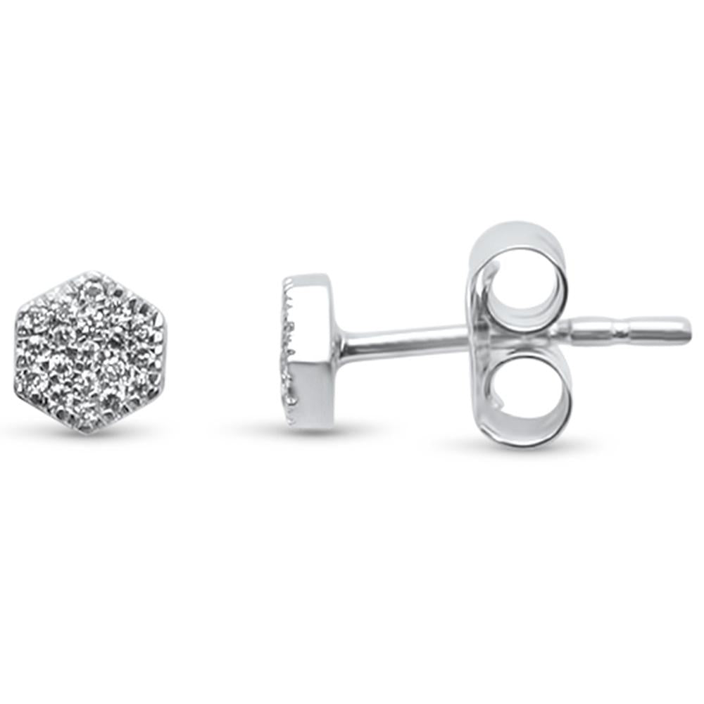 DIAMOND CLOSEOUT! .08ct 14kt White Gold Hexagon Trendy Diamond Stud Earrings