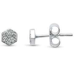 DIAMOND CLOSEOUT! .08ct 14kt White Gold Hexagon Trendy Diamond Stud Earrings