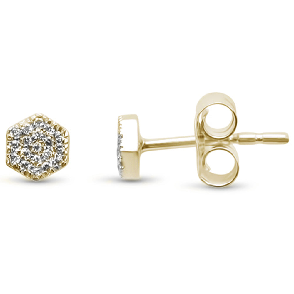 DIAMOND CLOSEOUT! .07ct 14kt Yellow Gold Hexagon Trendy Diamond Stud Earrings