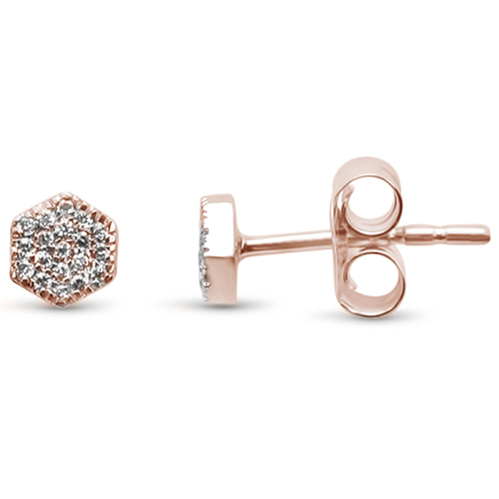 DIAMOND CLOSEOUT! .07ct 14kt Rose Gold Hexagon Trendy Diamond Stud Earrings